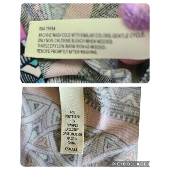 Soma Live Lounge Wear Tunic XS Top Teal Pink Medallion V Neck Sleeveless Smocked - Picture 9 of 12